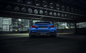 BMW GTRS4 Vorsteiner blue car rear view, night, city wallpaper thumb