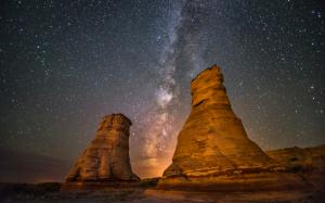 Desert Stars Galaxy Milky Way Rock Stone Night HD wallpaper thumb