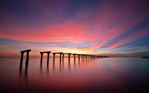 Ocean Sunset Posts HD wallpaper thumb