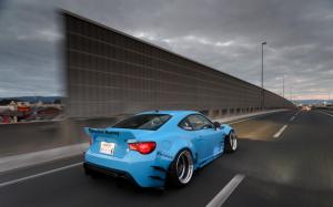 Toyota GT86 blue car rear view, highway wallpaper thumb