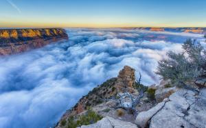 Arizona, Grand Canyon, mist, morning, sunrise, clouds wallpaper thumb