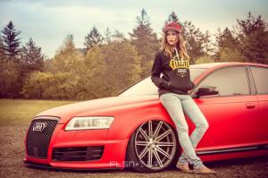 Red Audi A6 and Girl wallpaper thumb