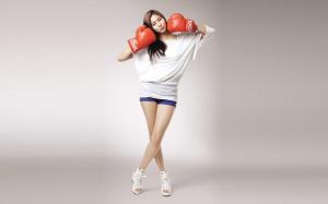 girl, asian, brunette, boxing gloves, style, sports wallpaper thumb