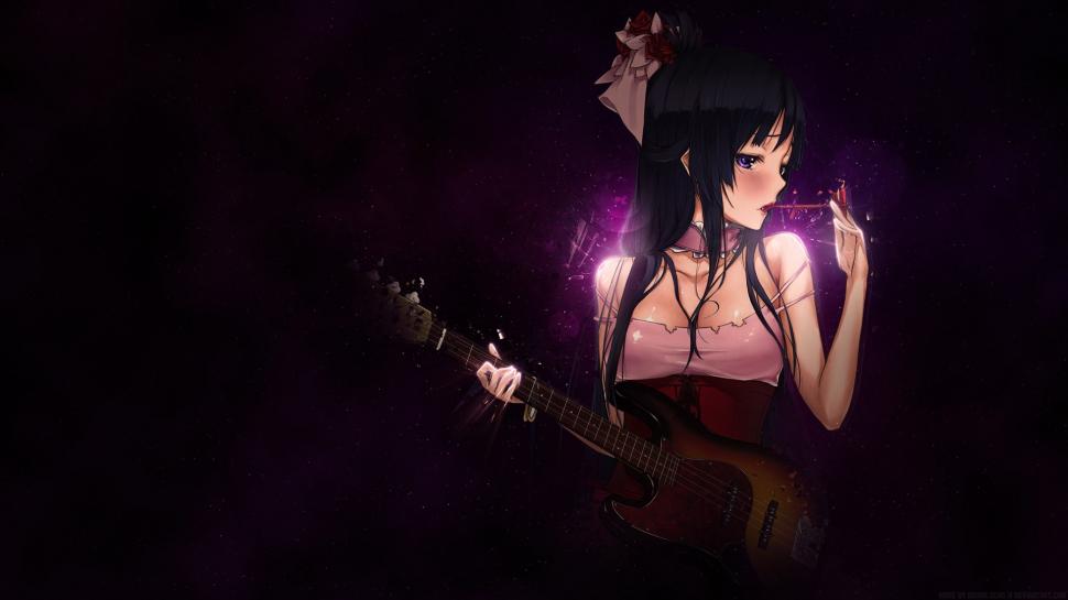 Anime Black Guitar K-ON! HD wallpaper,cartoon/comic HD wallpaper,anime HD wallpaper,black HD wallpaper,guitar HD wallpaper,on HD wallpaper,k HD wallpaper,1920x1080 wallpaper