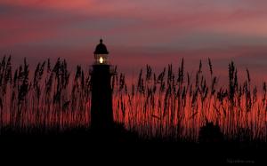Lighthouse Grass Sunset HD wallpaper thumb