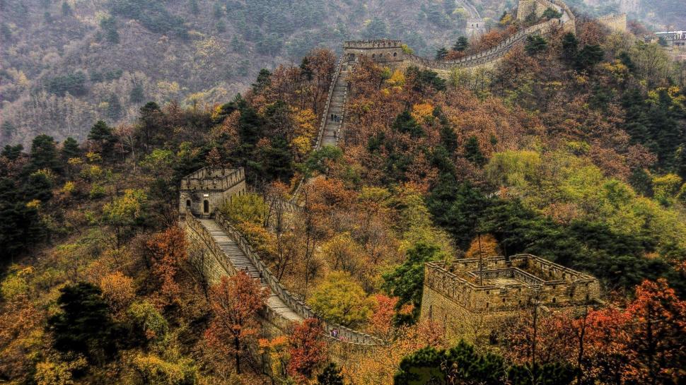 Magnificent Great Wall Lscape Hdr wallpaper,forest HD wallpaper,wall HD wallpaper,hills HD wallpaper,nature & landscapes HD wallpaper,1920x1080 wallpaper