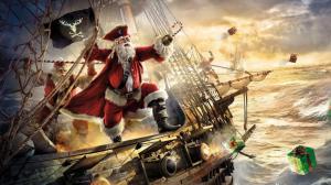 Pirate Santa on a Ship wallpaper thumb