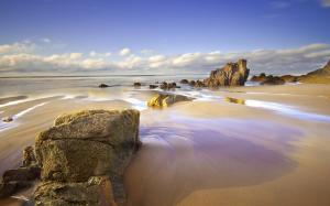 Spain, Asturias, beach, sea, rocks wallpaper thumb
