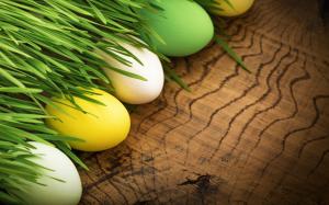 Happy Easter, colorful eggs, grass, spring wallpaper thumb