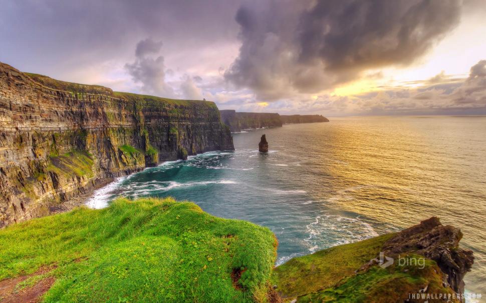 Cliffs of Moher at sunset, County Clare, Ireland wallpaper,ireland HD wallpaper,clare HD wallpaper,county HD wallpaper,sunset HD wallpaper,moher HD wallpaper,cliffs HD wallpaper,1920x1200 wallpaper