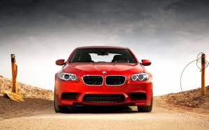 BMW M5 F10 red car front view wallpaper thumb