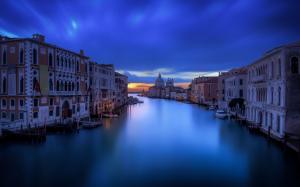 Venice city at night, houses, canal, calm water wallpaper thumb