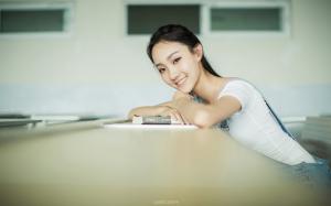 Girl, Model, Asian, Classroom, Smile wallpaper thumb