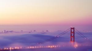 Foggy Golden Gate Bridge At Sunset wallpaper thumb