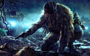 Rain Sniper Ghost Warrior Blue Soldier HD wallpaper thumb