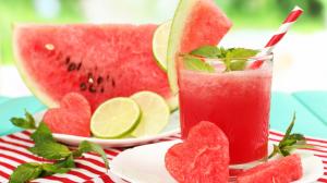 Watermelon, slices, juice, love hearts, summer drinks wallpaper thumb