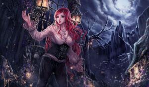 Fantasy Art, Girl, Redhead, Night wallpaper thumb