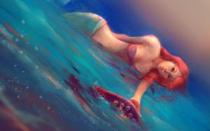 The Little Mermaid Underwater Redhead Mermaid Drawing Ariel Disney HD wallpaper thumb