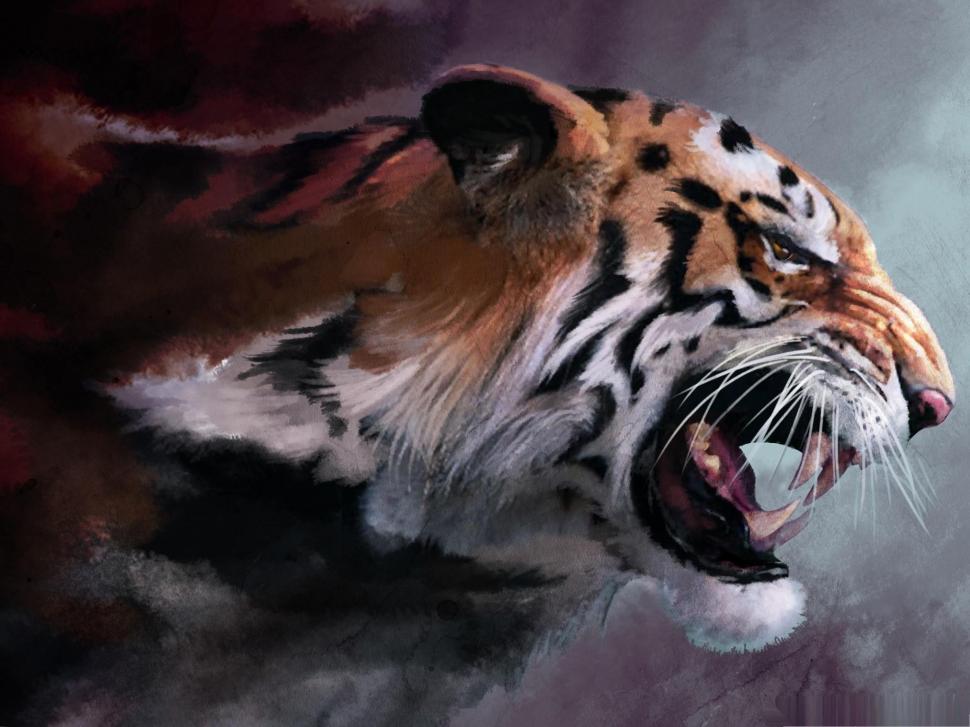 Angry Tiger Paint wallpaper,tiger HD wallpaper,paint HD wallpaper,wild life HD wallpaper,angry HD wallpaper,animals HD wallpaper,2048x1536 wallpaper