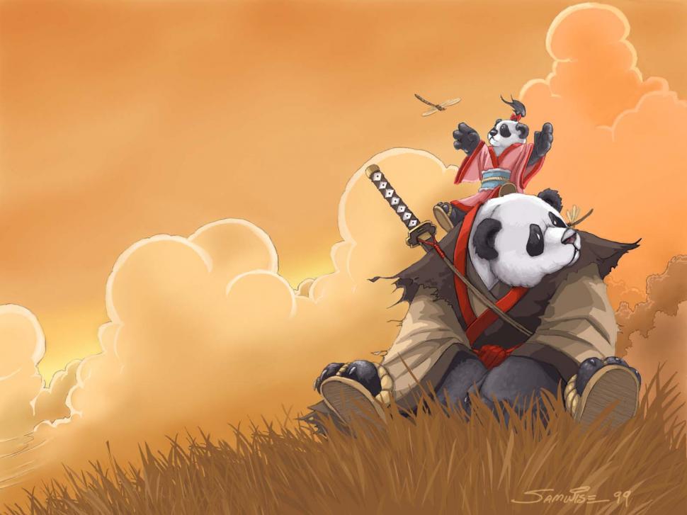 Panda Samurai HD wallpaper,digital/artwork wallpaper,panda wallpaper,samurai wallpaper,1600x1200 wallpaper
