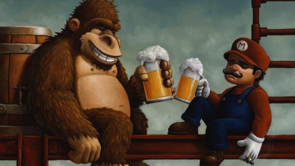 Beer Alcohol Mario Donkey Kong HD wallpaper,video games HD wallpaper,mario HD wallpaper,kong HD wallpaper,donkey HD wallpaper,beer HD wallpaper,alcohol HD wallpaper,1920x1080 wallpaper