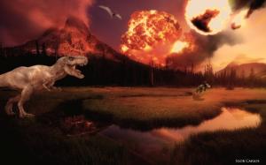 Dinosaur, Mountain, Explosion, River wallpaper thumb