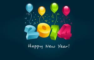 Happy New Year 2014 and a multi-colored balloons wallpaper thumb