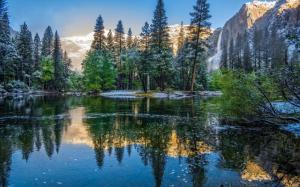 Winter, mountains, trees, lake, Yosemite National Park, USA, California wallpaper thumb