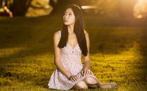 Asian, Women, Model, Sunlight, Grassland, Portrait wallpaper thumb