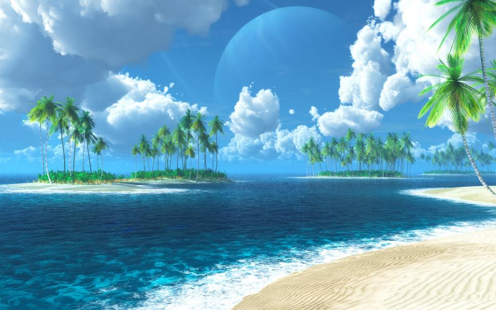Exotic Ocean Island wallpaper,palms HD wallpaper,sea HD wallpaper,sand HD wallpaper,beach HD wallpaper,sky HD wallpaper,sunny HD wallpaper,landscape HD wallpaper,1920x1200 wallpaper