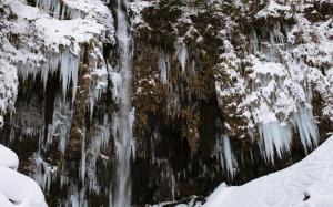 Icicles Winter Snow Waterfall HD wallpaper thumb