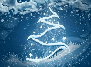 christmas tree, snowflakes, stars, clouds, planets, zodiac signs wallpaper thumb
