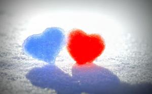 Blue Red Snow Hearts wallpaper thumb