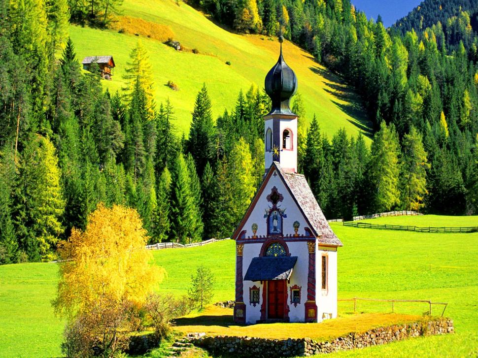 A Church In Italy wallpaper,lovely HD wallpaper,meadow HD wallpaper,church HD wallpaper,cabin HD wallpaper,nice HD wallpaper,grass HD wallpaper,bright HD wallpaper,beautiful HD wallpaper,delight HD wallpaper,italy HD wallpaper,trees HD wallpaper,house HD wallpaper,field HD wallpaper,1920x1440 wallpaper