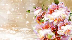 Snowing On Flowers wallpaper thumb