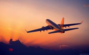 Airplane Take off at Sunset wallpaper thumb