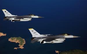 Two F 16 Fighting Falcon Aircrafts wallpaper thumb