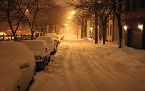 Cars, Snow, Winter, Lights, Evening wallpaper thumb