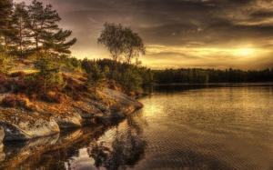 Sweden, lake, evening, trees wallpaper thumb