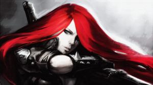 League of Legends Katarina Drawing Redhead HD wallpaper thumb
