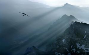 Nature, Landscape, Mist, Sports, Flying, Delta Wing, Air, Mountain, Sun Rays wallpaper thumb