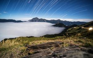 Stars Timelapse Fog Mist Landscape Mountains HD wallpaper thumb