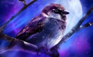 Animals Birds Painting Art Moon Pictures wallpaper thumb