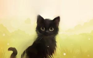 Curious black kitty wallpaper thumb