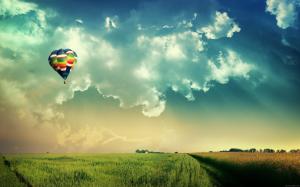 Balloon in the landscape wallpaper thumb
