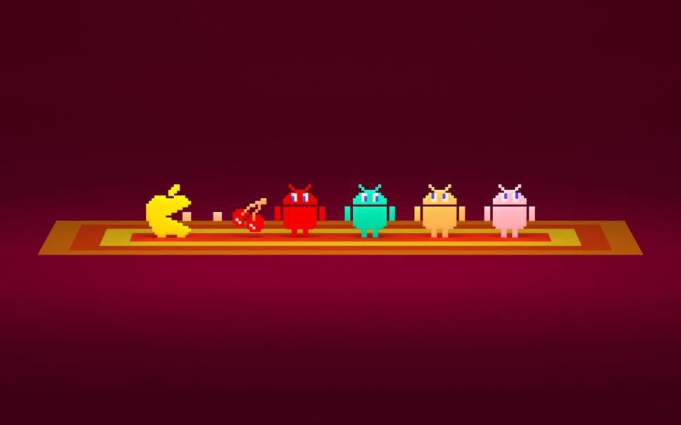 Pac-Man Apple and Android logos wallpaper,computers HD wallpaper,1920x1200 HD wallpaper,apple HD wallpaper,android HD wallpaper,pac-man HD wallpaper,1920x1200 wallpaper
