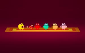 Pac-Man Apple and Android logos wallpaper thumb