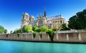 France, Paris, Notre Dame, the Seine river, water, blue sky, summer wallpaper thumb