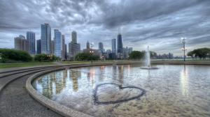 Fountain Heart In Chicago Hdr wallpaper thumb