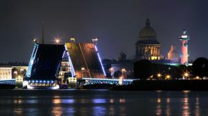 St. Petersburg, Russia, river, bridge, night, city, lights wallpaper thumb